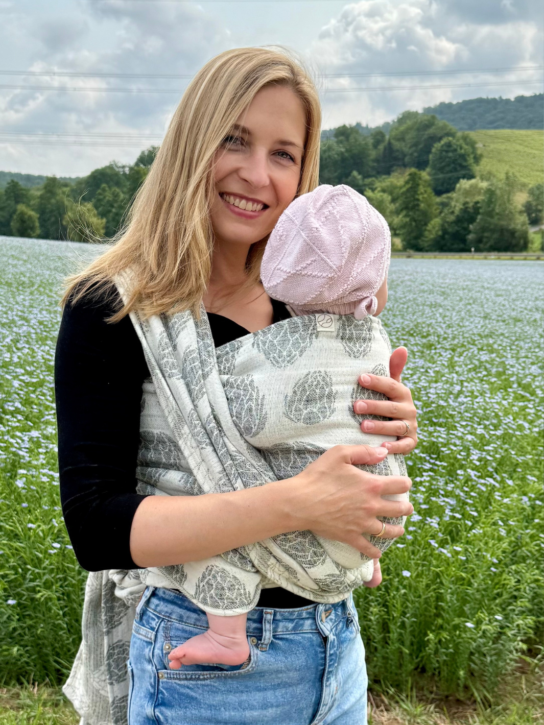 Nachhaltiges Babytragetuch aus Biobaumwolle, Leinen und Hanf, Doubleweave